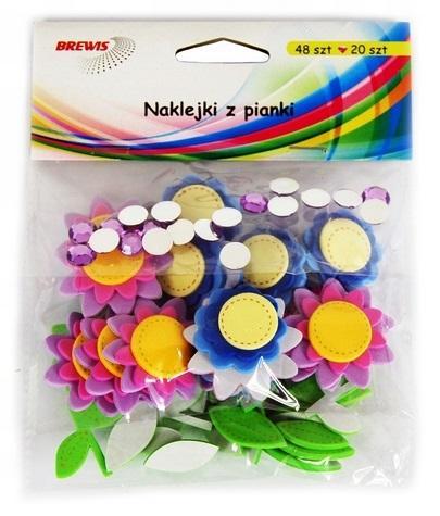 Naklejki z pianki kwiatki + cyrkonie, Brewis