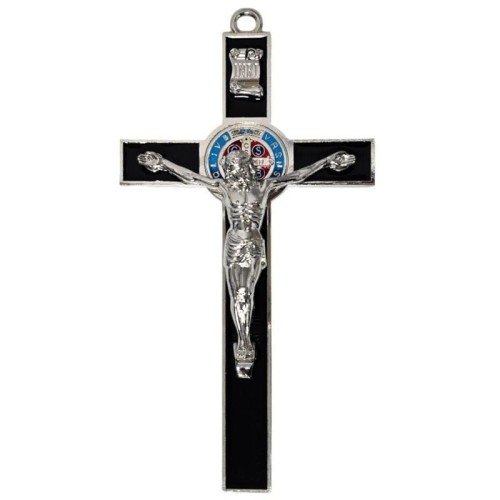 Krzyż czarny metalowy Benedykta 30cm