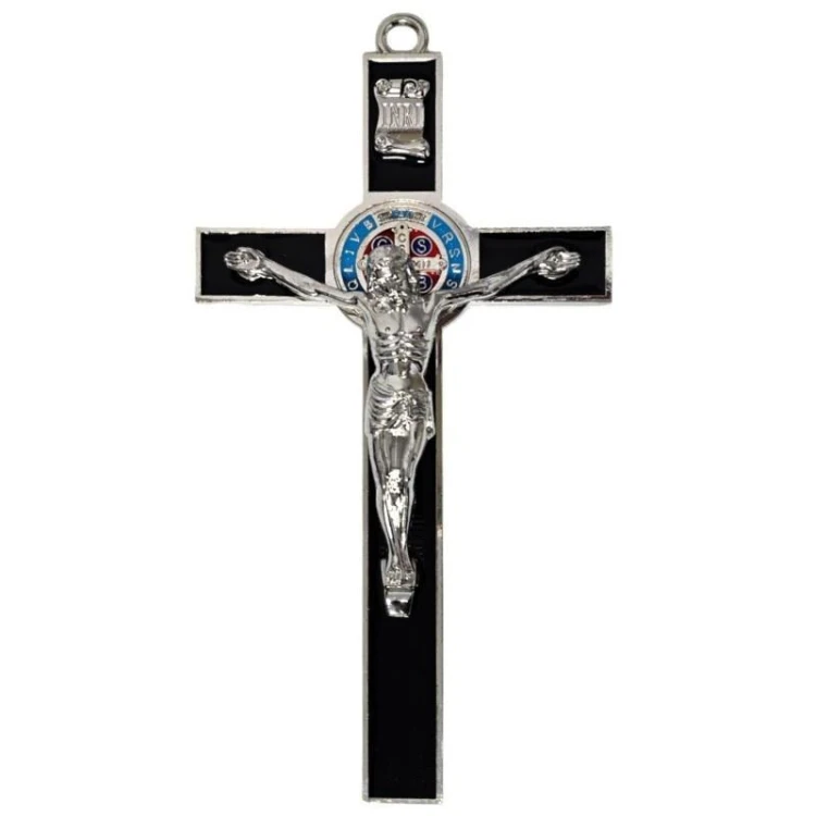 Krzyż czarny metalowy Benedykta 30cm