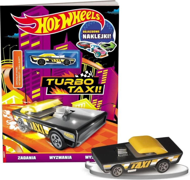 Mattel Hot Wheels Turbo Taxi zadania + naklejki