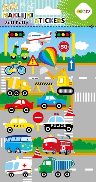 Naklejki 3D Soft Puffy Cars 110x205 HAPPY COLOR