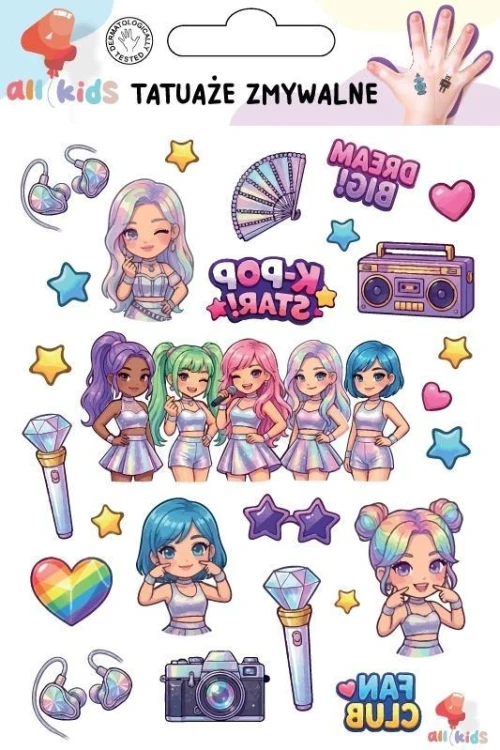 Tatuaże zmywalne dla dzieci K-pop Star, All4Kids