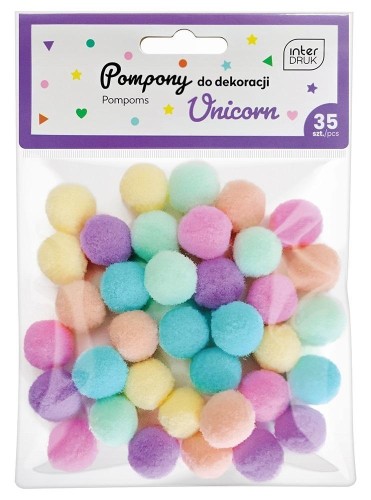 Pompony do dekoracji 35 sztuk Unicorn, INTERDRUK