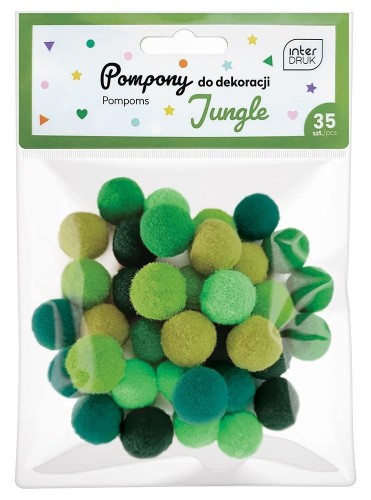 Pompony do dekoracji 35 sztuk Jungle, INTERDRUK
