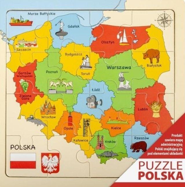 Puzzle Mapa drewniane 25x25cm, Daffi