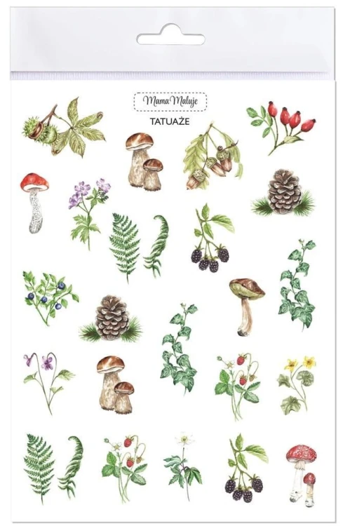 Tatuaże zmywalne Leśne botaniczne, Mama Maluje