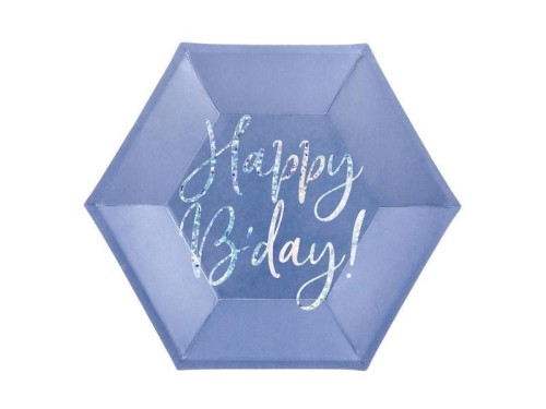 Talerzyki Happy B'day! granatowy 20cm 6szt
