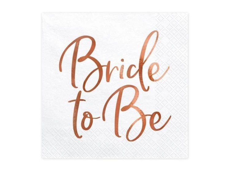 Serwetki Bride to Be różowe złoto 33x33cm 20szt