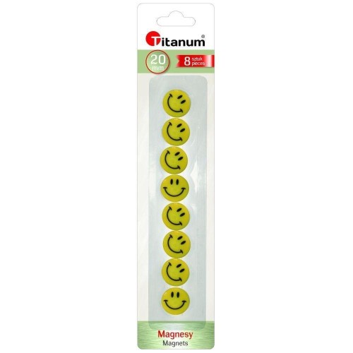 Magnesy do tablic emotikony żółte, Titanum