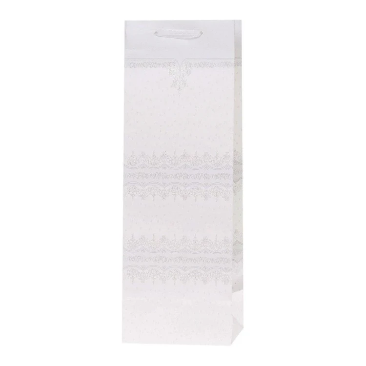 Torebka Lux 12x36x10cm brokat biała ROZETTE