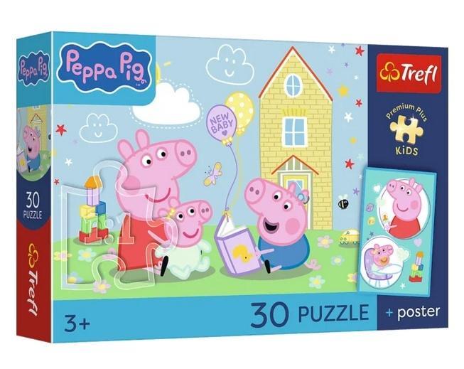 Puzzle 30 Świnka Peppa + plakat TREFL, Trefl
