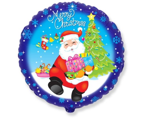 Balon foliowy Merry Christmas Mikołaj 45cm