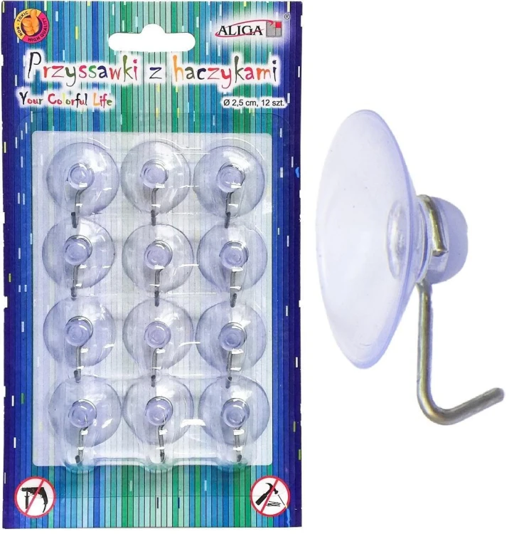 Przyssawki z haczykami 2,5cm 12szt