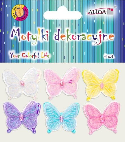 Motylki dekoracyjne 5cm 6szt, Aliga