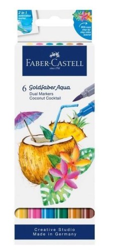 Pisak akwarelowy dwustronny 6kol FABER CASTELL