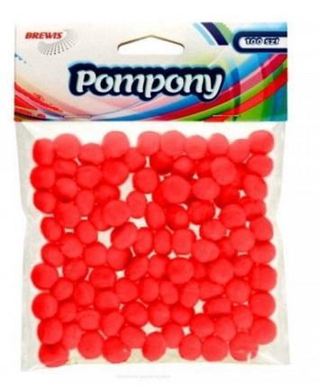 Pompony czerwone 10mm 100szt, Brewis
