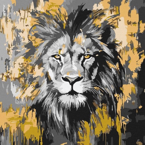 Malowanie po numerach - Złoty lew metal 40x40cm