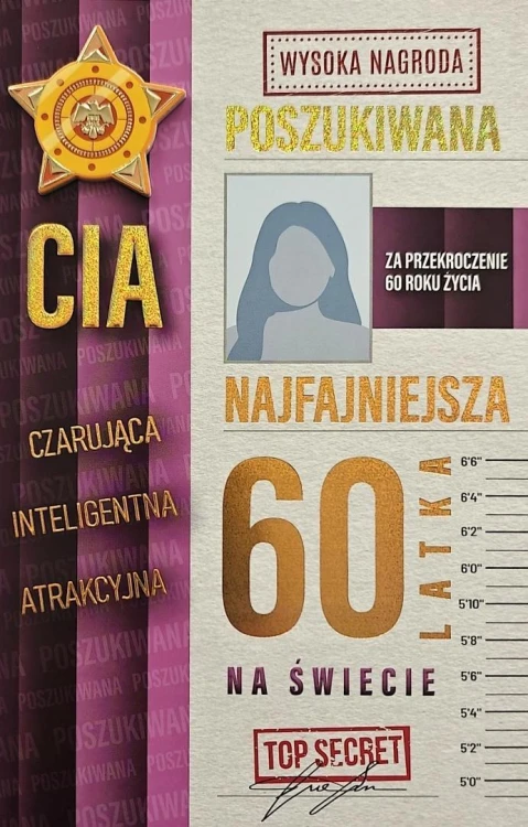 Karnet Urodziny 60 damskie poszukiwana