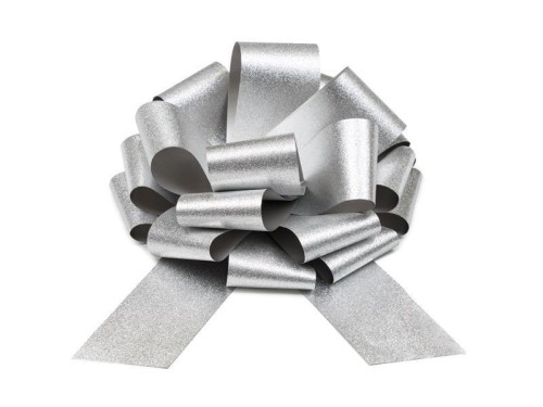 Kokarda dekoracyjna DIY srebrny 30cm, PartyDeco