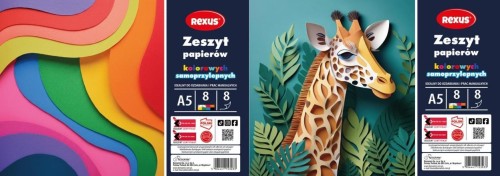 Zestaw papierów kolor. samoprzylep. A5/8K (10szt)