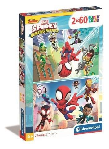Puzzle 2x60 Super Kolor Spidey, Clementoni