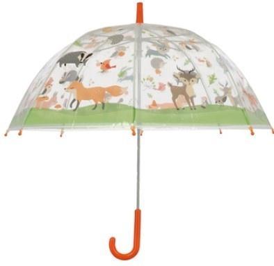 Przezroczysty parasol dziecięcy leśne zwierzęta