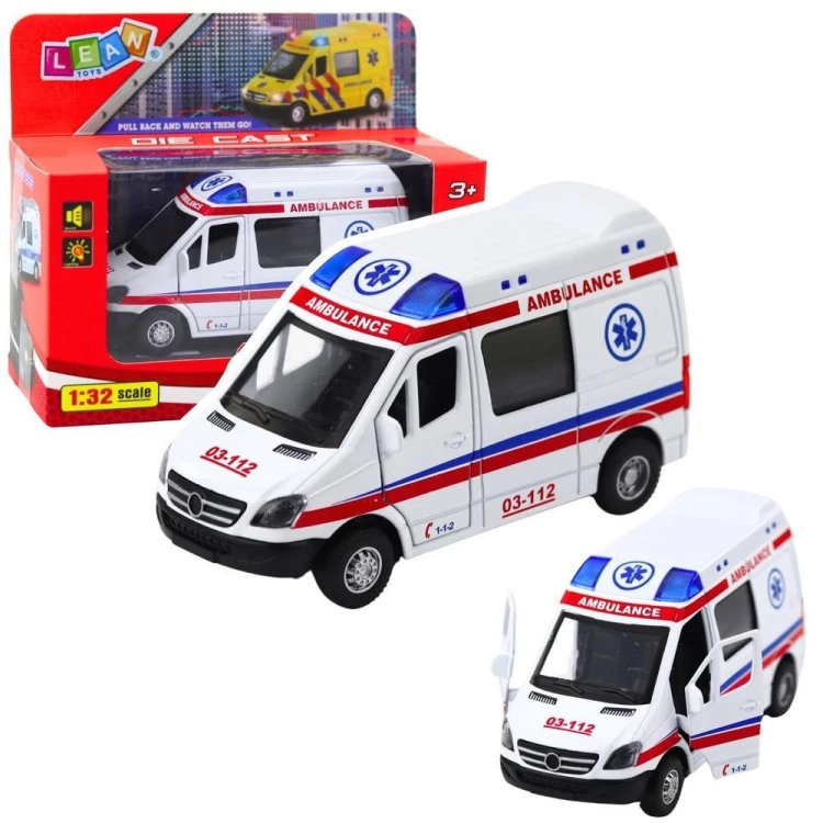 Karetka ambulans metalowy z napędem Pull Back