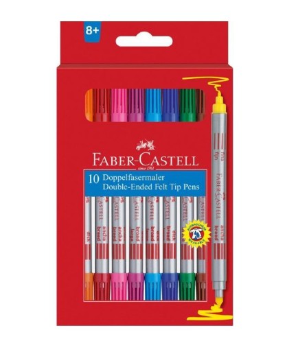Flamastry dwustronne 10 kolorów FABER CASTELL