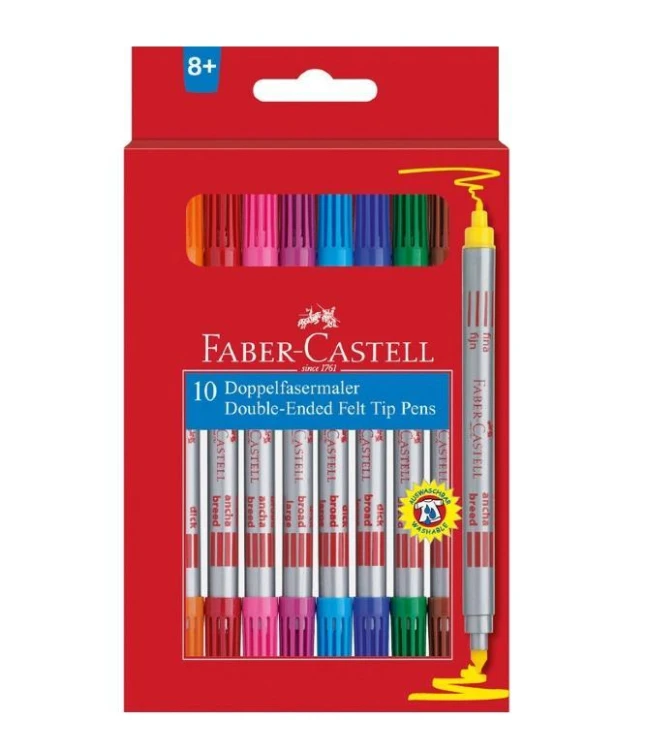 Flamastry dwustronne 10 kolorów FABER CASTELL
