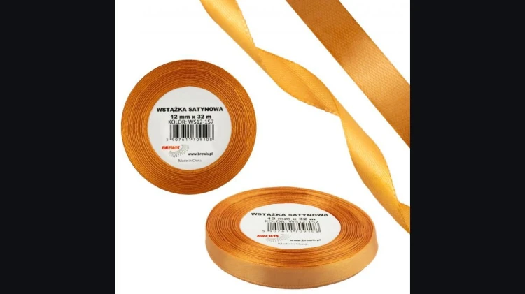 Wstążka satynowa 12mm/32m nagietkowy