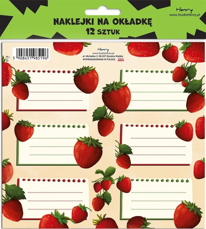 Naklejki na okładkę - Truskawka (12szt), Henry