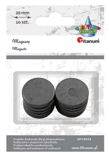 Magnesy okrągłe czarne 20mm 10szt, Titanum