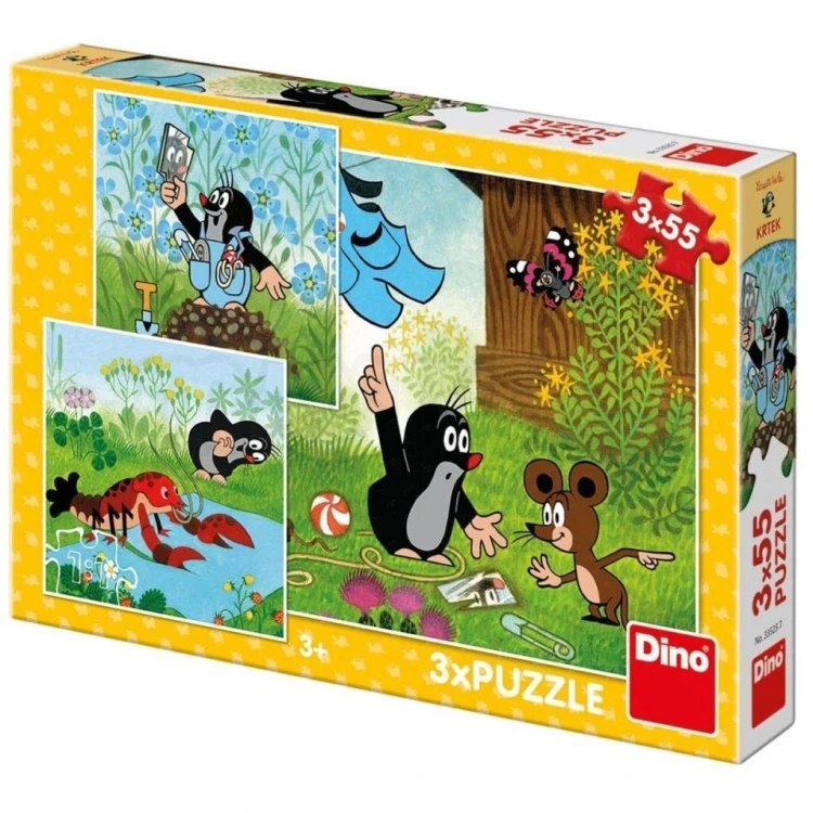 Puzzle 3w1 Krecik i spodenki 3x55el, Dino Toys