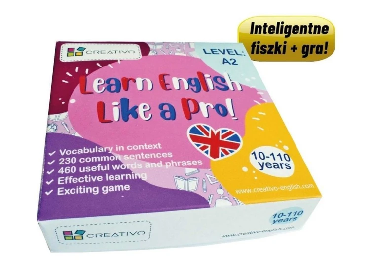 Learn English Like a Pro fiszki + gra A2, Creativo