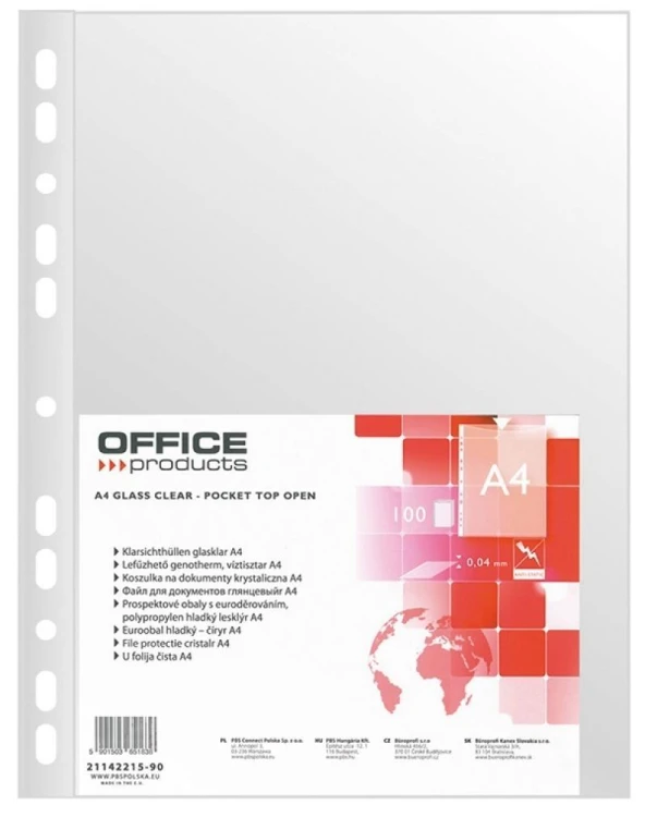 Koszulki na dokumenty A4 PP 100szt, Office