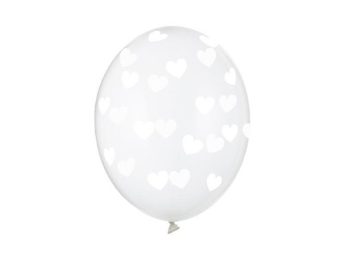 Balony Serduszka Crystal Clear 30cm 6szt