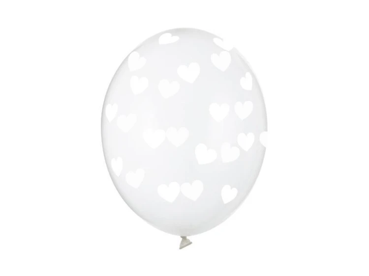 Balony Serduszka Crystal Clear 30cm 6szt