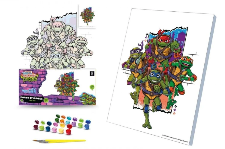Malowanie po numerach 30x40cm Żółwie Ninja, Qbee