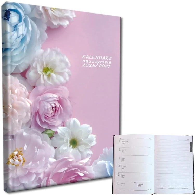 Kalendarz nauczyciela 2026/27 A5 tyg Kwiaty Pastel