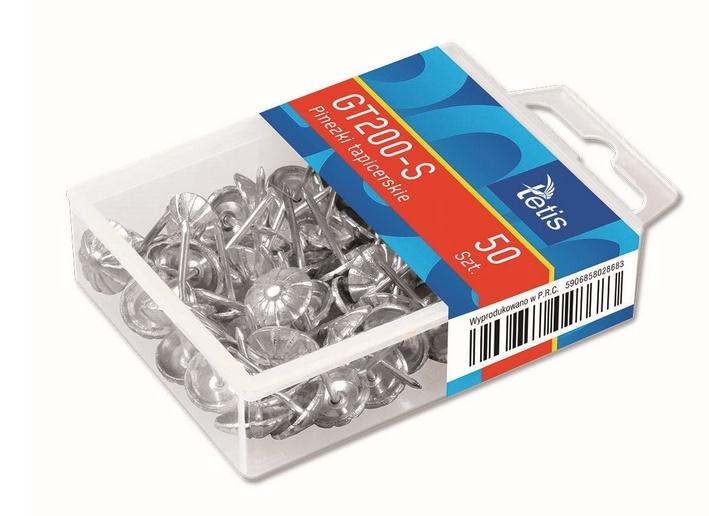 Pinezki tapicerskie srebrne 50szt GT200-S, Tetis
