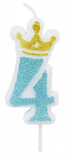 Świeczka 4 niebieska 6,8cm PARTY GO
