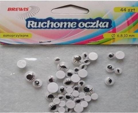 Ruchome oczka z rzęsami 44szt, Brewis