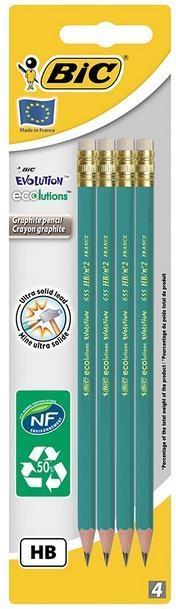 Ołówek Evolution Eco z gumką 4 szt bls BIC, BIC