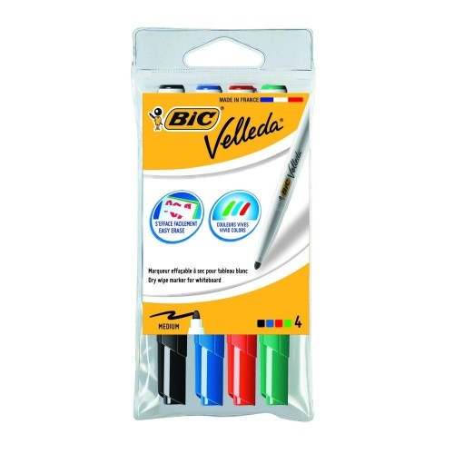 Marker suchościeralny Velleda 4szt BIC, BIC