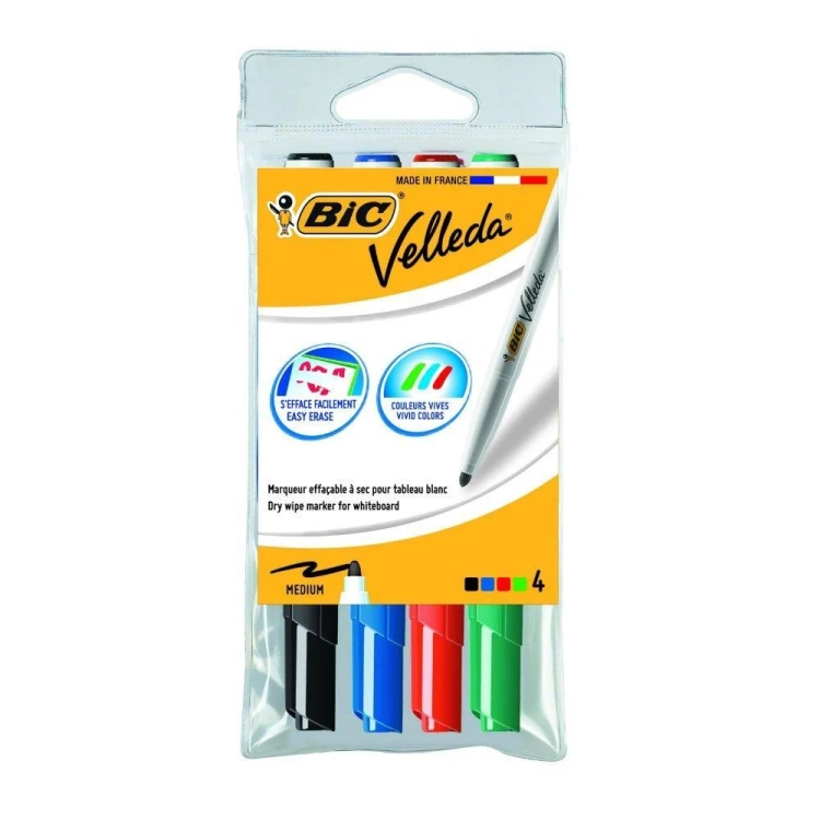Marker suchościeralny Velleda 4szt BIC, BIC