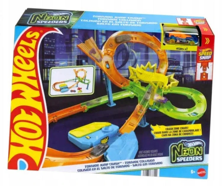 Hot Wheels Neon Speeders Tornado Jump Crash