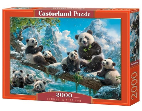 Puzzle 2000 Pandas' Winter Fun, Castorland