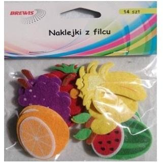Naklejki z filcu Owoce 14szt, Brewis