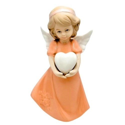 Figurka Aniołek porcelanowy pomarańczowy 14cm