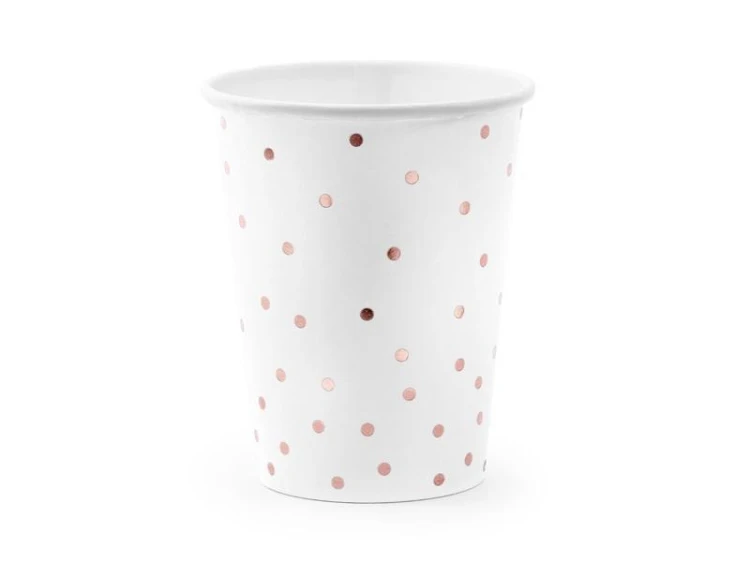 Kubeczki Kropki białe 260ml 6szt